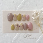 new❁⃘*.ﾟ 押し花ネイル　ニュアンスネイル　ミラーネイル　春ネイル　ブライダルネイル　結婚式ネイル　限定品