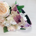 インド刺繍リボン　カチューシャ　花柄　パープル