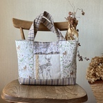 mint...様専用*autumn鹿モチーフ*アンティーク青ライン*トートバッグ