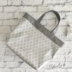 ラミネート　トートバッグ　モロッカン柄(ライトグレー×グレー))