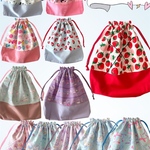 女の子　巾着袋大/お着替え袋  サイズオーダーOK 体操服入れ　子供用　ナップサック　幼稚園　保育園　小学生　柄色々