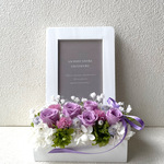 【グランマ様専用】パープル系のフォトフレーム＊プリザーブドフラワー花薔薇ブリザードフラワー結婚式誕生日プリザプレゼント誕生日バラギフト花器サプライズ結婚祝い退職祝い卒業祝い