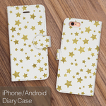 水彩タッチの星がいっぱい！ iPhone 11 11Pro 11ProMax XR XS XSmax Ⅹ  8  7  6  5  アンドロイド対応 手帳型ケース 携帯ケース iphone ケース