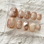 桃ネイル🍑/ピンクニュアンス/秋フルーツネイルチップ/ぽこぽこ/淡色