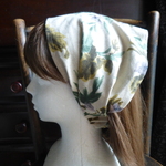 セピア色の花柄の幅広ヘアバンド（送料無料）