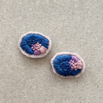 cobalt blue×lavender刺繍ピアス