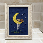 【送料無料】刺繍　フレーム　インテリア　トイプードル　三日月　流れ星