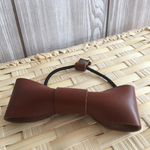 本革リボン ヘアゴム(茶)