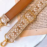 ショルダーストラップ　インド刺繍リボン×レザーリボン　