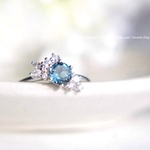 再販始まりました/ロンドンブルートパーズ cz asymmetry ring/November birthstone
