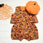 ハロウィン🎃ベビーベスト&かぼちゃパンツ&かぼちゃの帽子（サイズ70〜80㎝）
