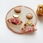 インド刺繍 リボン ワインレッド ＊ ピアス イヤリング