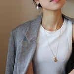 14kgf long chain wave coin necklace（アレルギー対応）
