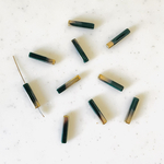 Deep Green Gold Rectangle Glass Beads