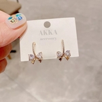 限定販売◆リボンとビジューフープの樹脂イヤリング   樹脂ピアスノンホールピアス金属アレルギーフープイヤリングフープピアス