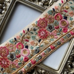 インド刺繍リボン　花　インド刺繍　スパンコール　刺繍リボン　リボン　りぼん　※普通郵便はお届けに1週間近くかかります。お急ぎの方は必ずクロネコヤマトをお選びください