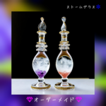 💎オーダーメイド ③エジプト香水瓶『天然石入りストームグラス』エジプトガラス　ストームグラス　エジプシャングラス　天然石ハーバリウム　ガラスインテリア
