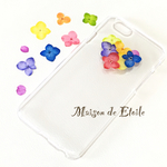虹色フラワーハートの押し花iPhoneケース 
