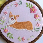 [kokoa800さま用ページ]コーギーとお花の刺繍フレーム