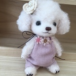 【silver week SALE】ハンドメイド　ロンパースを着たフワフワチビプードル🐩テディベア風ワンコ犬ぬいぐるみ🐩
