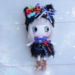 イーマリーちゃんハロウィン黒猫ちゃんヘッドドレスとワンピースセット紫Ｎｏ．12
