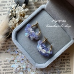 紫陽花カラー♡ タンザナイトとオパールミックス　フープピアス　k16gp