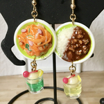 ミニチュア 昭和レトロ喫茶店　ナポリタンとハヤシライス・クリームソーダ付　ピアス