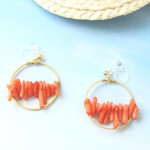 *742*summer☆Coral Round earring（ピンク）