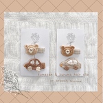 【２個セット】🧸赤ちゃんから使えるヘアクリップ☆kumasan&kuruma ☆or brooch☆親子お揃い☆リンクコーデ☆好きなリボン選べます☆上下滑り止め付き☆新生児☆目印🧸ヘアゴムもできます