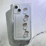 チューリップのiPhone case スマホケース　ゴールド　ビーズ　