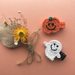 送料無料♩かぼちゃとおばけのニッコリハロウィンのベビーヘアクリップ・ヘアゴム・ペットアクセサリー  