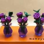 ミニチュア　パープルのバラの花瓶  (ハロウィン)