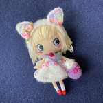 ぽっちゃり白猫ちゃん付き　夢色ネコ耳ヘアバンド&ワンピース　イーマリーちゃん  イアンヌちゃん