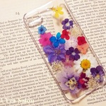 カラフル押花とアップルマークiphone5.5sカバー