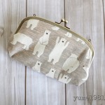 お財布バッグにも♪しろくま柄♪親子がま口長財布(グレージュ)
