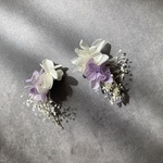 淡い紫色の紫陽花とスターチスのアクセサリー　イヤリング　ピアス　プリザーブドフラワー　ドライフラワー　結婚式　成人式　卒業式　