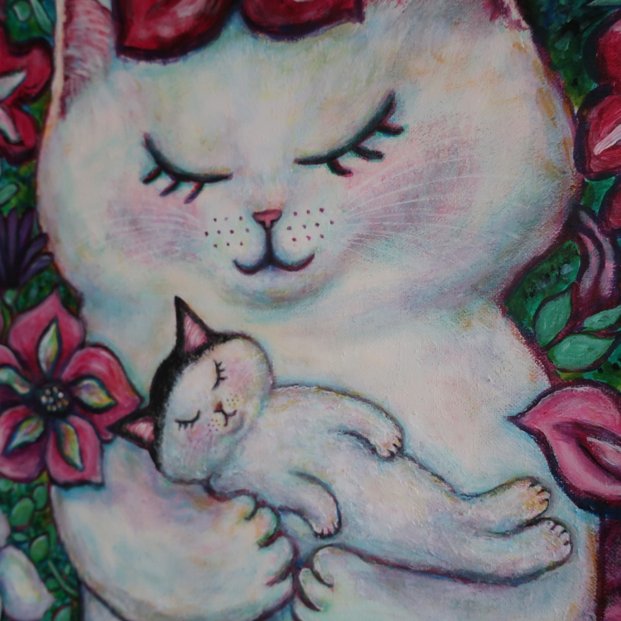 ちょっといいかしら?】F3 絵画 油絵 キャンバス 絵本 猫 子猫