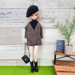 送料無料　ブラウン　2点セット　チェックジャケット　ショートパンツ　ピュアニーモ　リカちゃん　バイカラー　チェック　