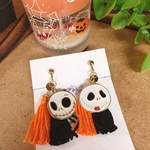 【ハロウィン】オバケチャーム&黒×オレンジタッセルのピアス/イヤリング