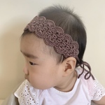 【数量限定】ベビーレース編みヘアバンド＊モカブラウン