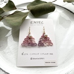 新作△モチーフ❤︎送料込【SWAROVSKI】パール＆紫桃MIXレースのピアス(274)