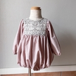puffed sleeves romper／William Morris brother rabbit／ウィリアムモリス／シュガーピンク＆ブラザーラビット