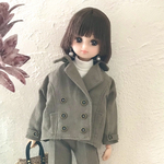 リカちゃん　ピーコート　ショート　裏地付き　カーキ【受注】ブライス