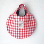 ぺったんこまるbag  赤　ギンガム