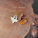 ハロウィンかぼちゃとオバケのピアス（イヤリング ）