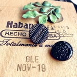 【2コセット】vintage czech button #チェコガラス#チェコボタン 18㍉ jet black mix