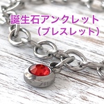 【送料無料】サージカルステンレス 誕生石 ステンレスアンクレット シルバー  金属アレルギー対応