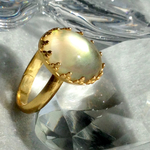 再販・・虹色うっすら・・レモンクォーツAAA×ホワイトシェルAAA ring