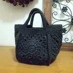 qtsak···専用　モチーフ編みのニットバッグ　ブラック