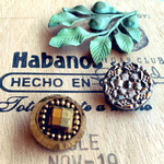 【2コセット】vintage czech button#チェコガラス#チェコビーズ#チェコ ボタン　gold＊silver mix